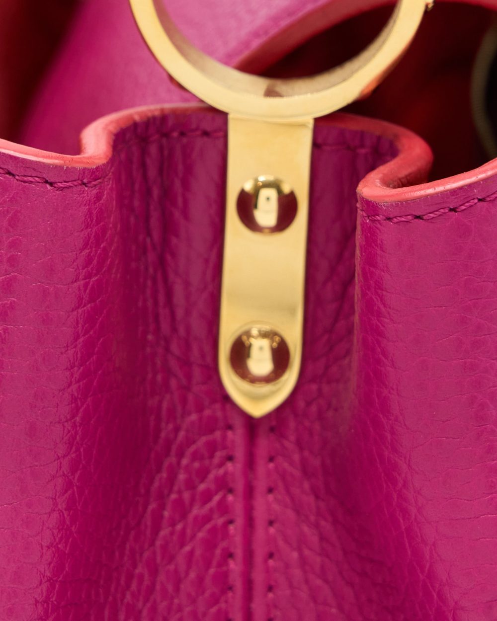AAA Replica Louis Vuitton LV CAPUCINES BB CALFSKIN PINK/BRIGHT ORANGE GHW