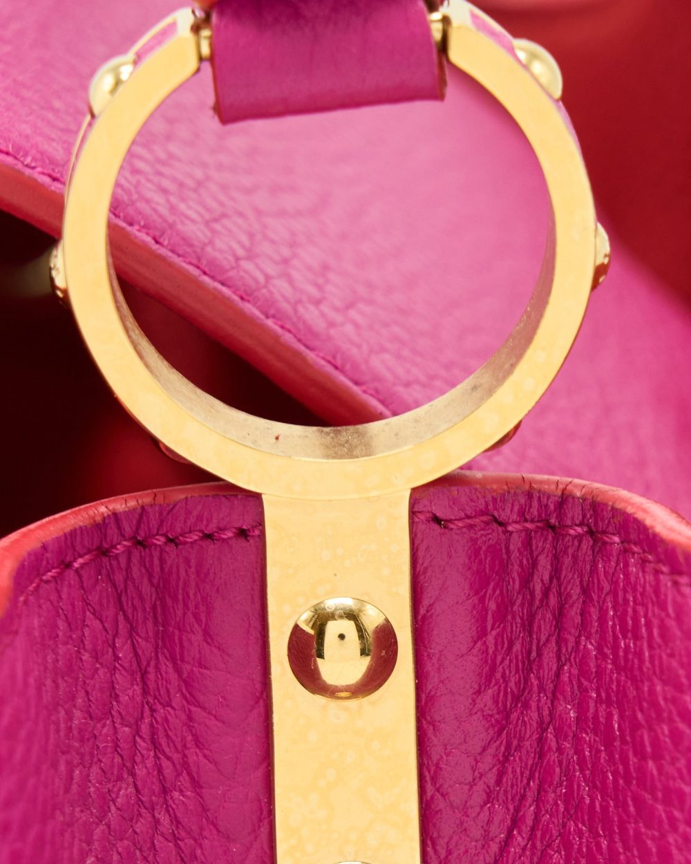 AAA Replica Louis Vuitton LV CAPUCINES BB CALFSKIN PINK/BRIGHT ORANGE GHW