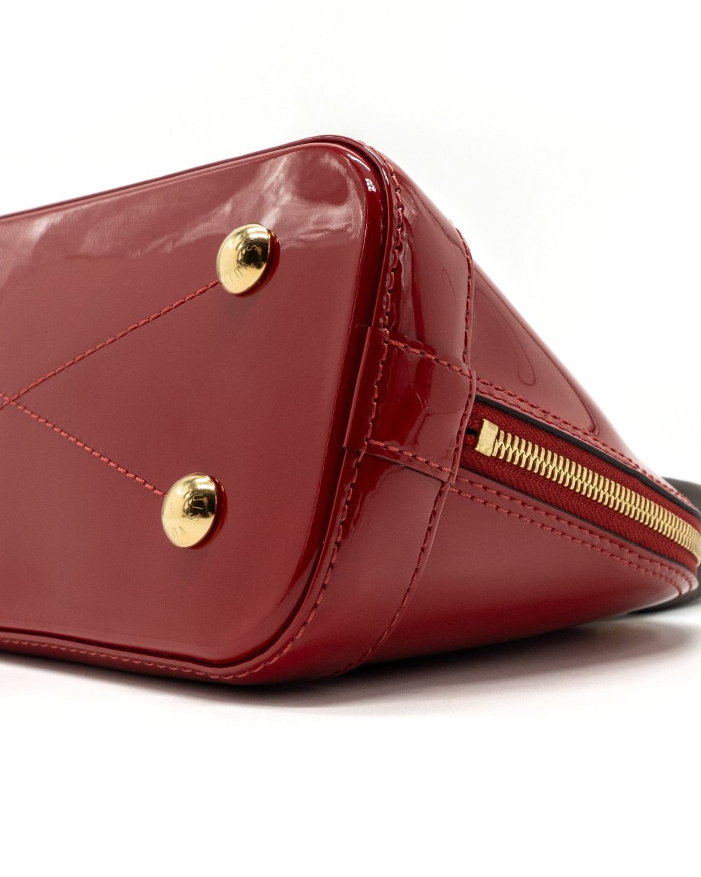 AAA Replica Louis Vuitton LV ALMA BB LIMITED EDITION VERNI MIROIR PATENT RED/MONOGRAM CANVAS GHW