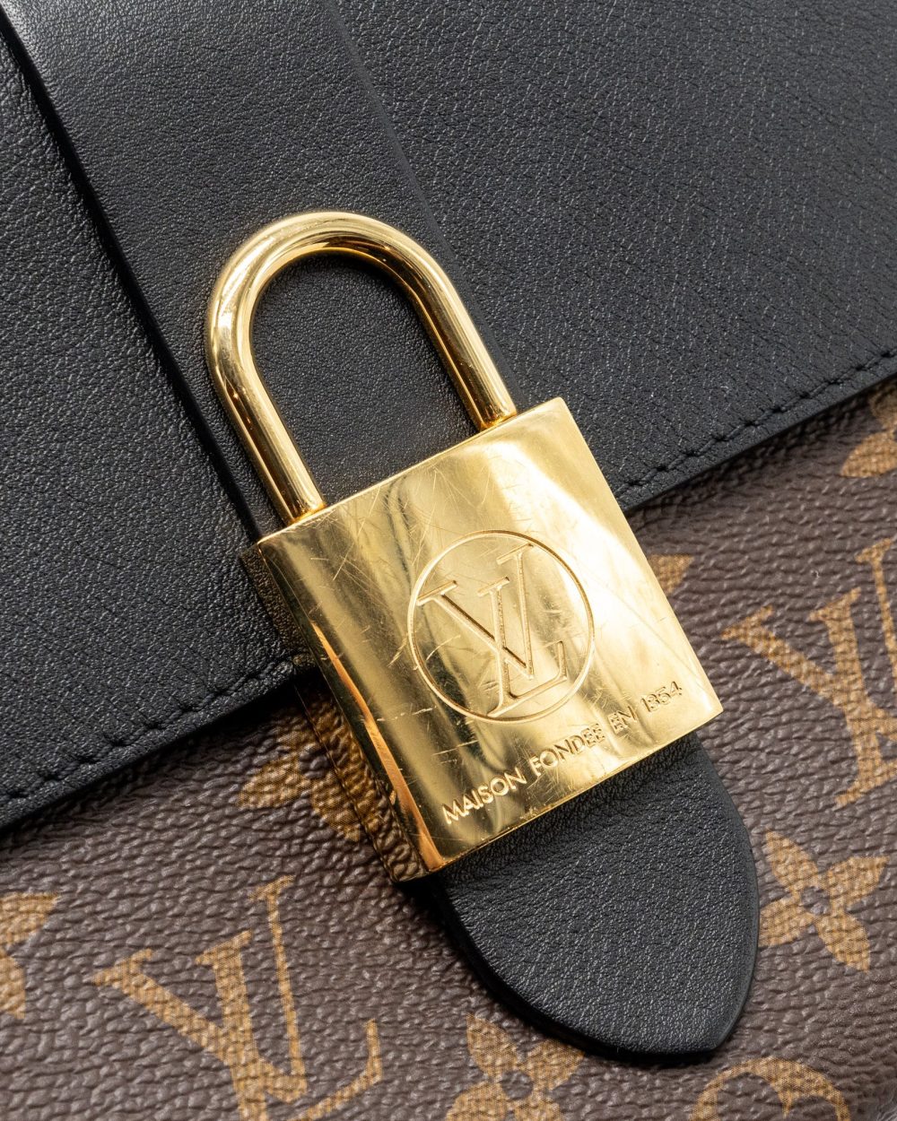 AAA Replica Louis Vuitton LV LOCKY BB MONOGRAM CANVAS/LEATHER BLACK GHW