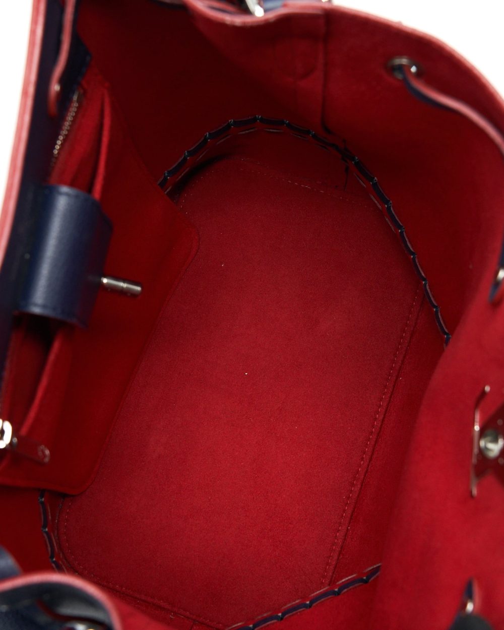 AAA Replica Louis Vuitton LV LOCKME BUCKET BAG NAVY/RED WITH AN EXTRA BAG CHARM SHW