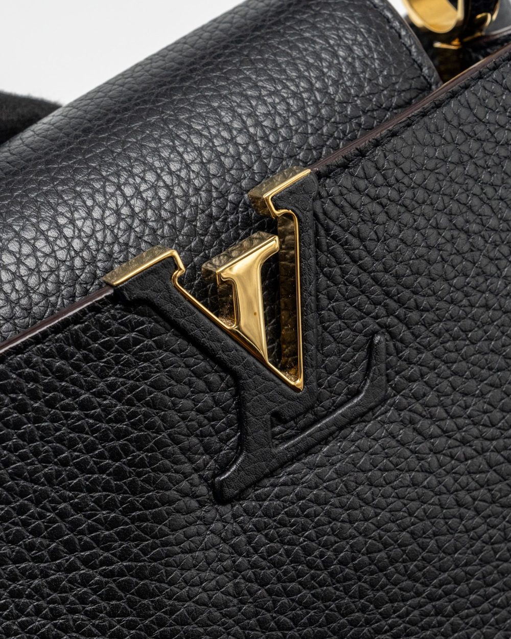 AAA Replica Louis Vuitton LV CAPUCINES BB TAURILLON CALFSKIN BLACK GHW