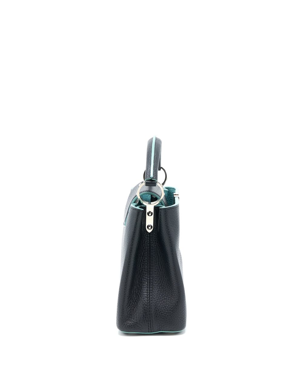 AAA Replica Louis Vuitton LV CAPUCINES BB TAURILLON BLACK/ BLUE SHW