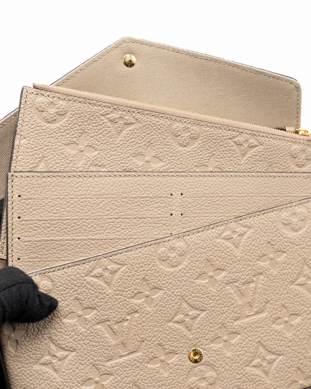 AAA Replica Louis Vuitton LV FELICIE POCHETTE MONOGRAM EMPREINTE TOURTERELLE GHW