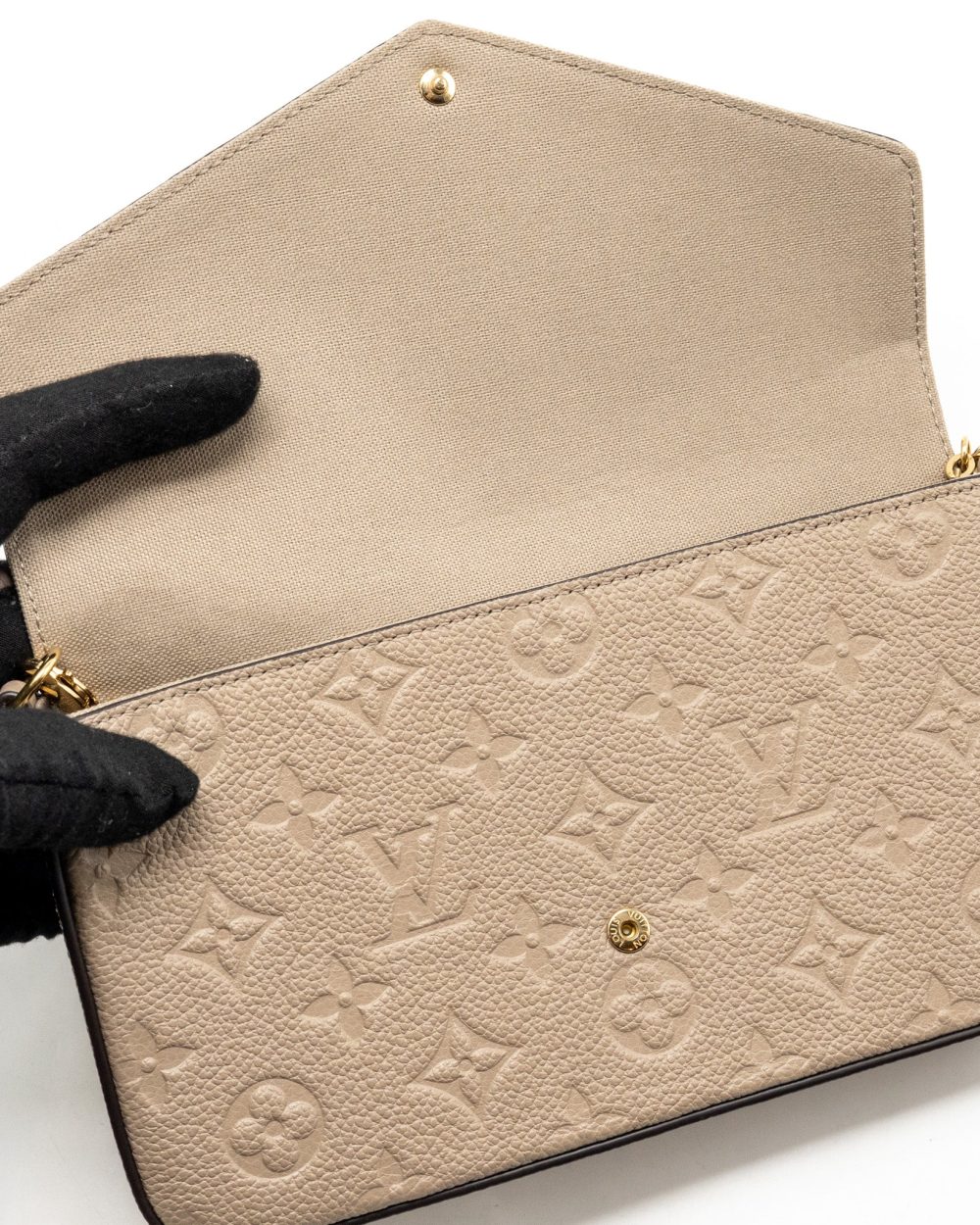 AAA Replica Louis Vuitton LV FELICIE POCHETTE MONOGRAM EMPREINTE TOURTERELLE GHW
