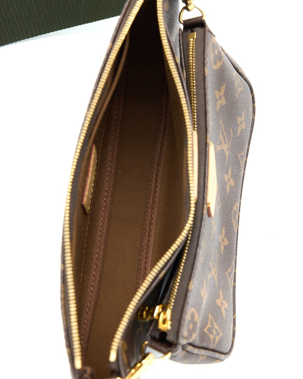 AAA Replica Louis Vuitton LV MULTI POCHETTE ACCESSORIES MONOGRAM CANVAS KHAKI STRAP GHW (NEW VERSION)