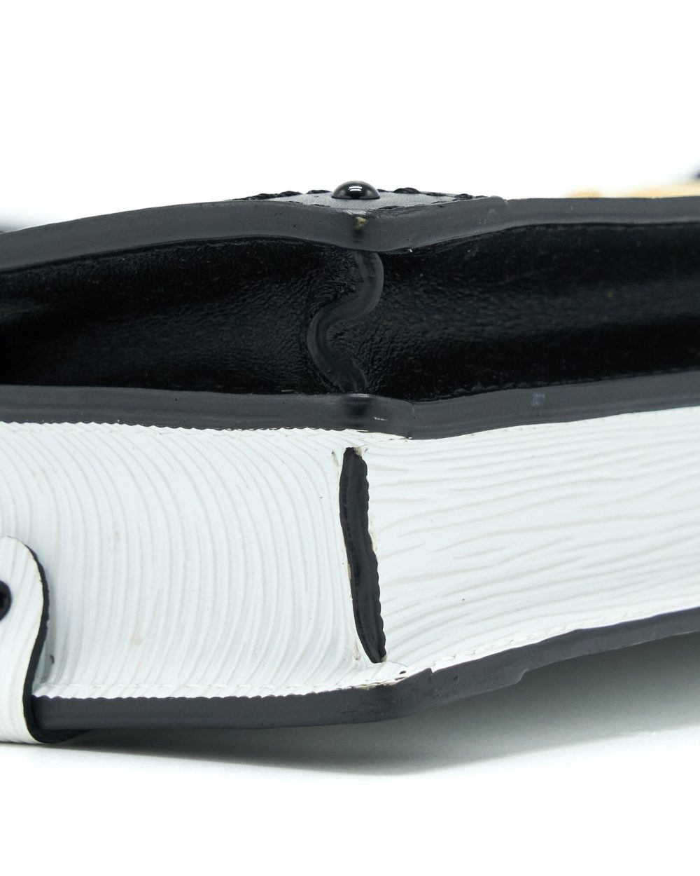 AAA Replica Louis Vuitton LV TRUNK CLUTCH EPI BLACK/WHITE GHW