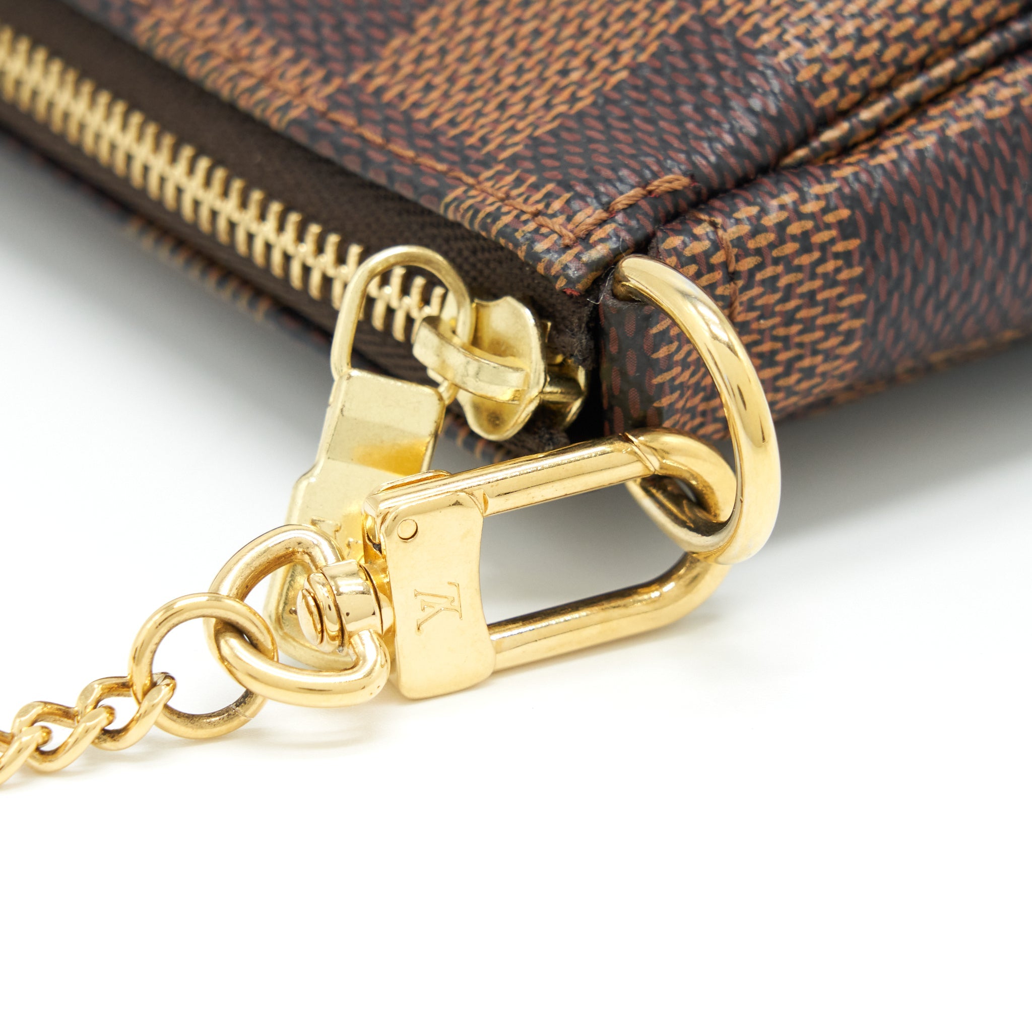 AAA Replica Louis Vuitton LV MINI POCHETTE DAMIER EBENE GHW