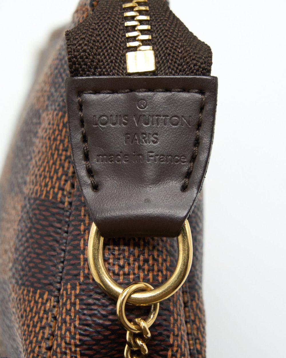 AAA Replica Louis Vuitton LV MINI POCHETTE DAMIER EBENE GHW