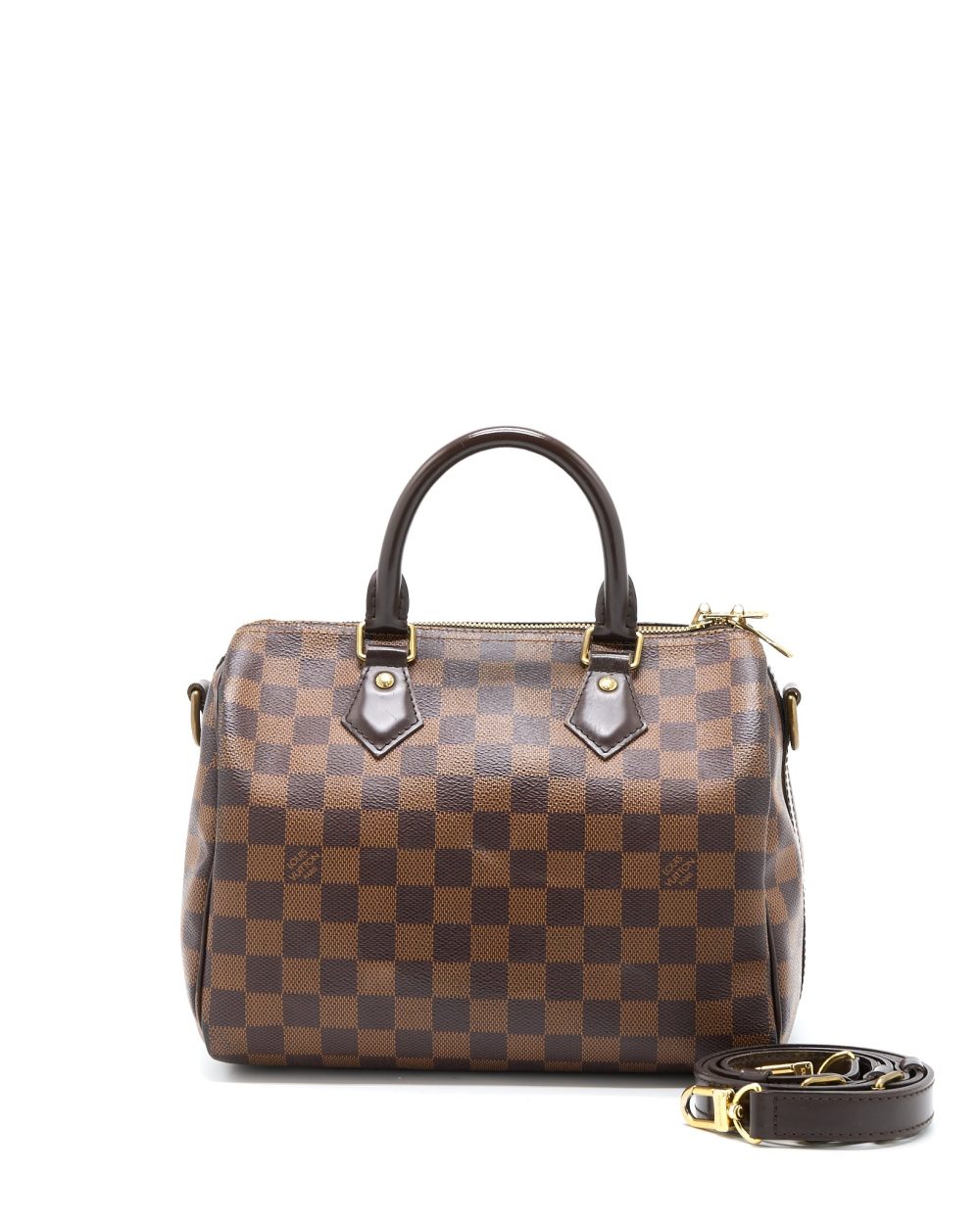 AAA Replica Louis Vuitton LV SPEEDY BANDOULIERE 25 DAMIER EBENE CANVAS GHW
