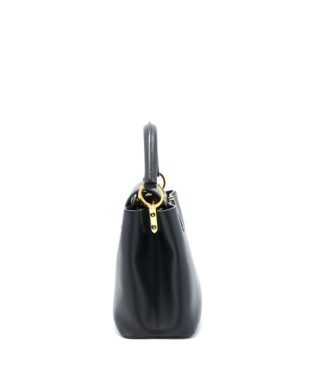 AAA Replica Louis Vuitton LV CAPUCINES MM TAURILLON BLACK GHW