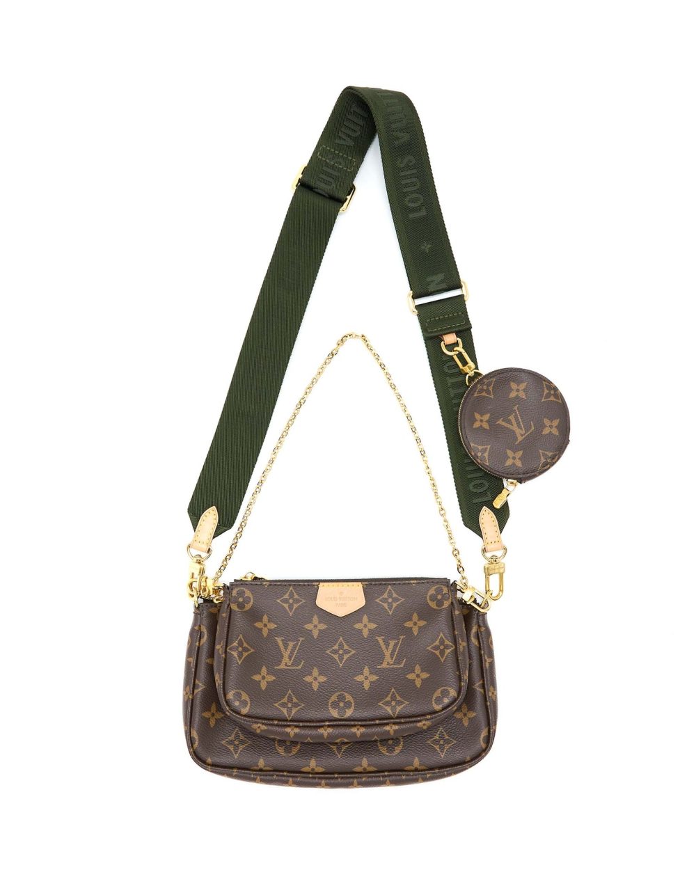AAA Replica Louis Vuitton LV MULTI POCHETTE WITH KHAKI STRAP GHW