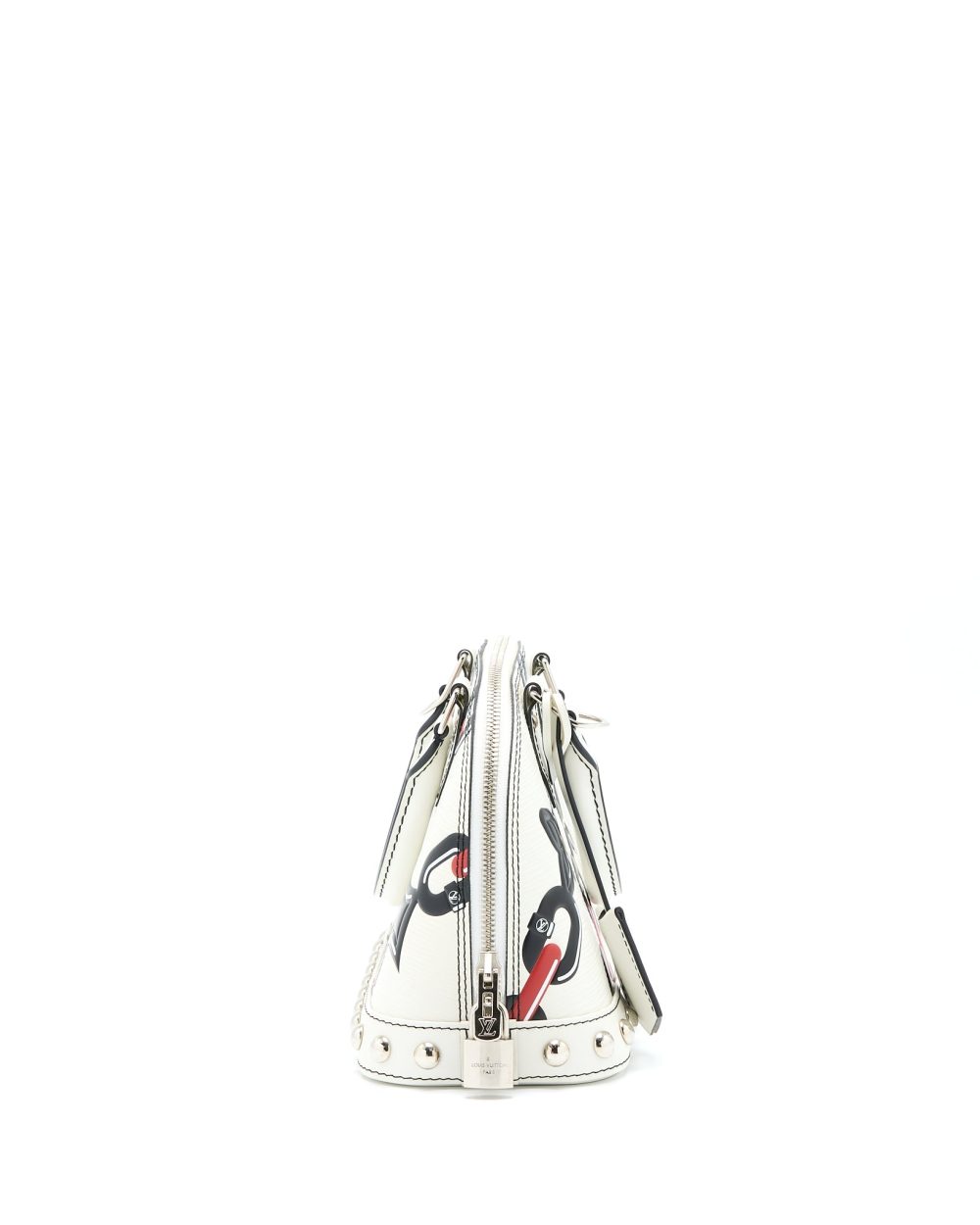 AAA Replica Louis Vuitton LV ALMA BB EN CUIR OCCASION EPI WHITE / BLACK WITH SHW