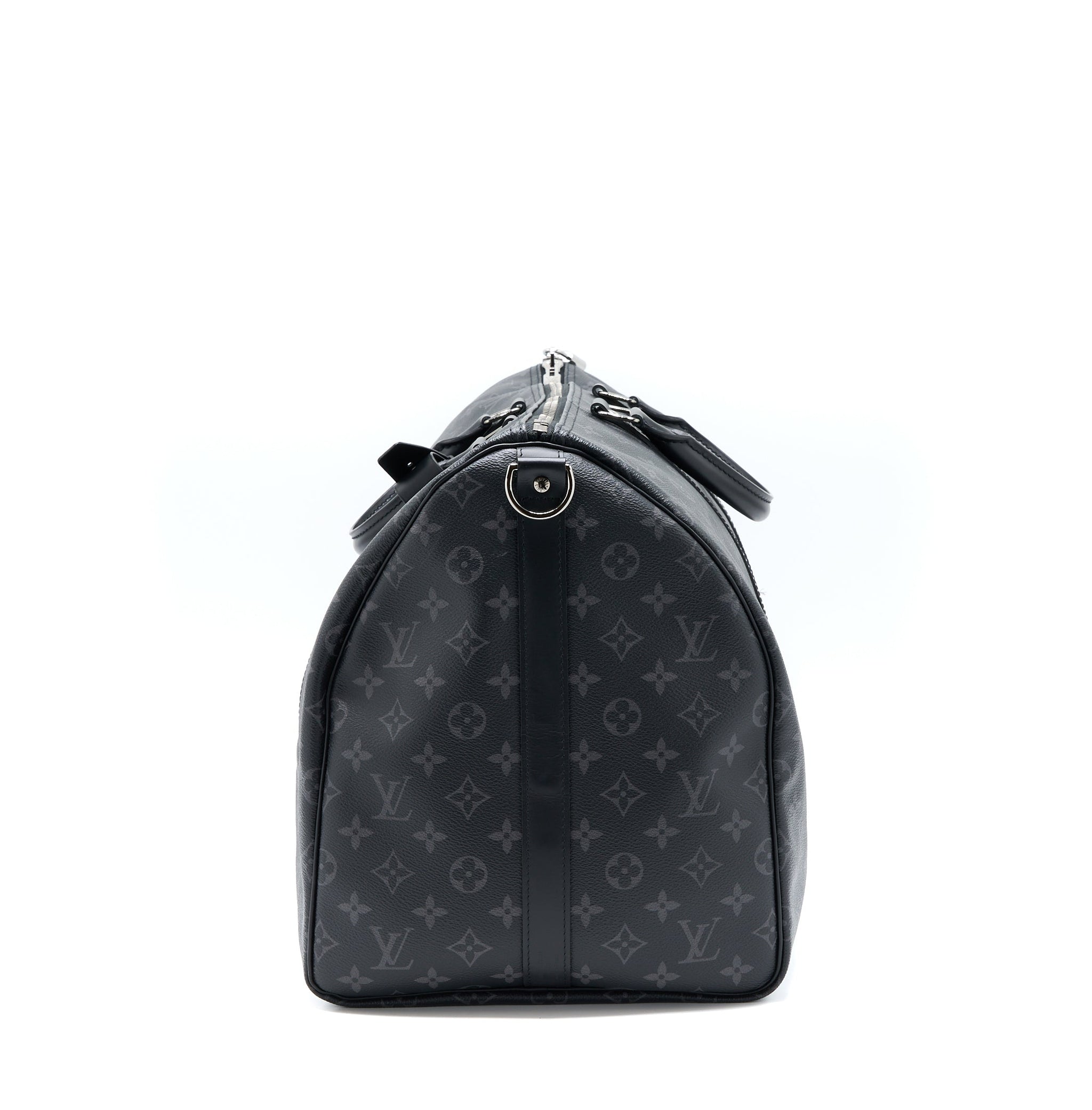 AAA Replica Louis Vuitton LV KEEPALL 55 WITH SHOULDER STRAP MONOGRAM ECLIPSE CANVAS SHW