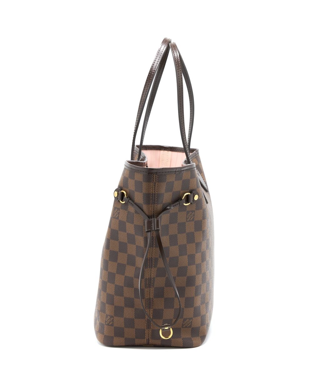 AAA Replica Louis Vuitton LV NEVERFULL MM DAMIER EBENE/PINK GHW