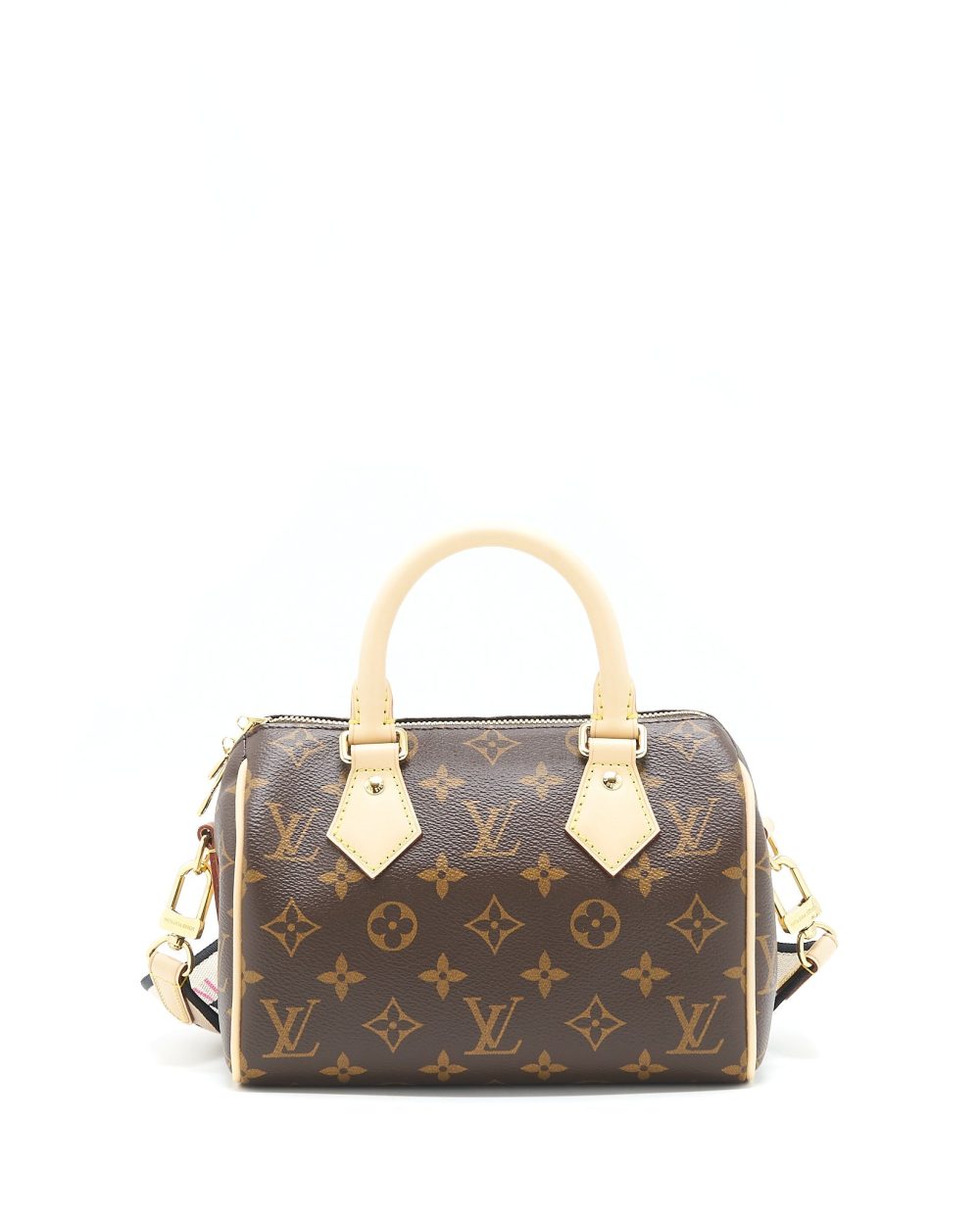 AAA Replica Louis Vuitton LV SPEEDY BANDOULIERE 20 MONOGRAM CANVAS BLACK STRAP