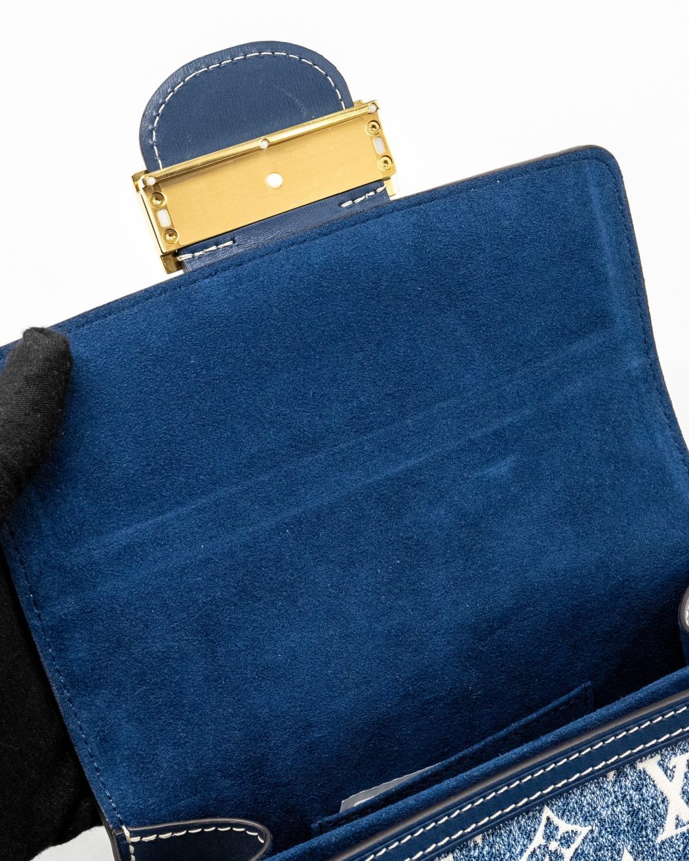 AAA Replica Louis Vuitton LV MINI DAUPHINE DENIM BLUE GHW