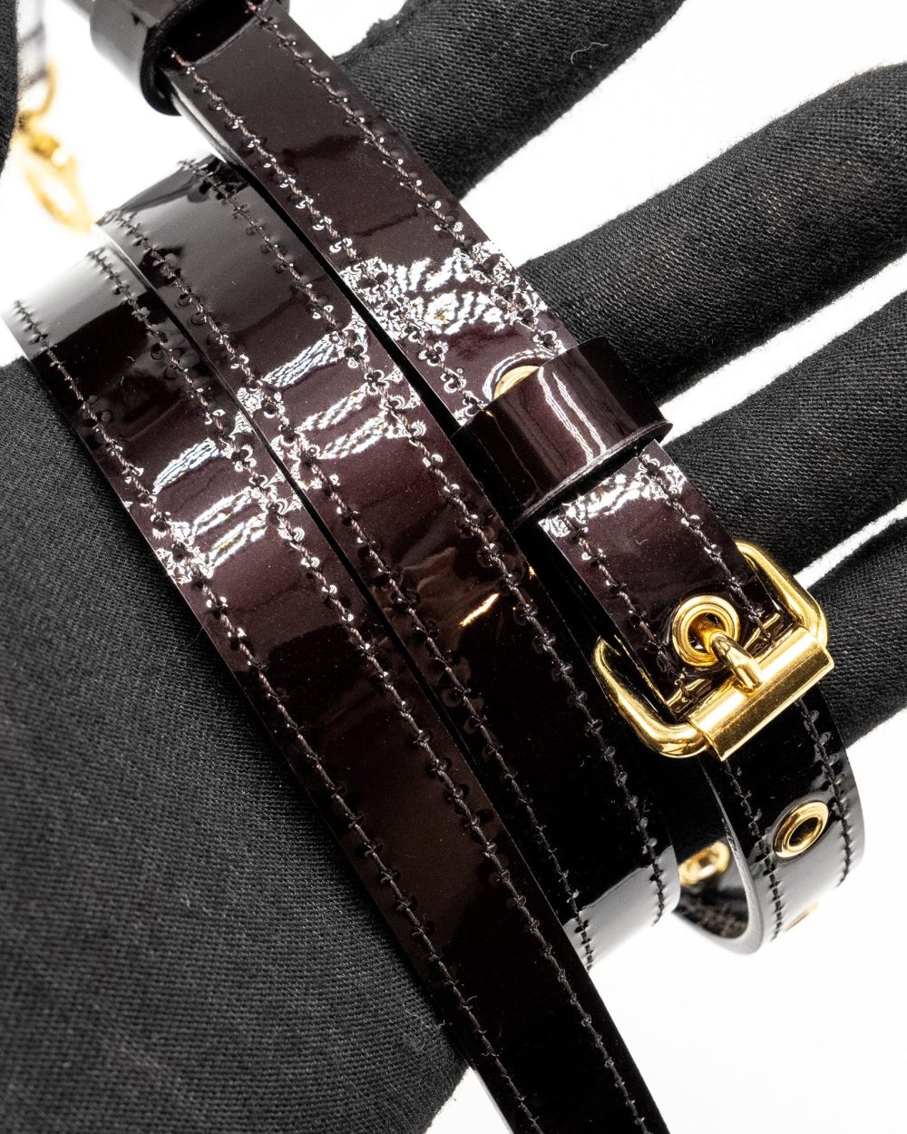 AAA Replica Louis Vuitton LV ROSSMORE MM MONOGRAM VERNIS AMARANTE GHW